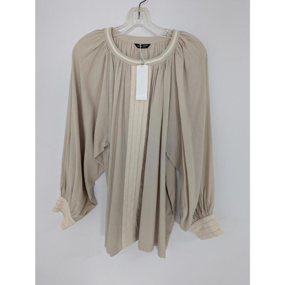 Iconic Women's Blouse in Beige Size 14 Bohemian Cottagecore Boho Chic